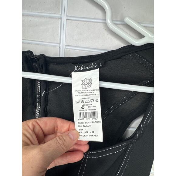 Kiki Riki Black Corset Top Size Large Lace Up Front Zip Back Gothic Y2K - Picture 3 of 5